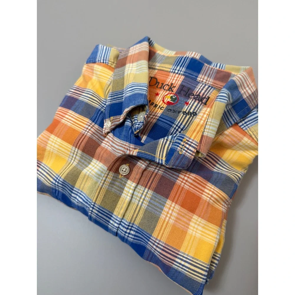 Duck Head Classic Oxford Plaid Button Down Shirt Mens XL 100% Cotton